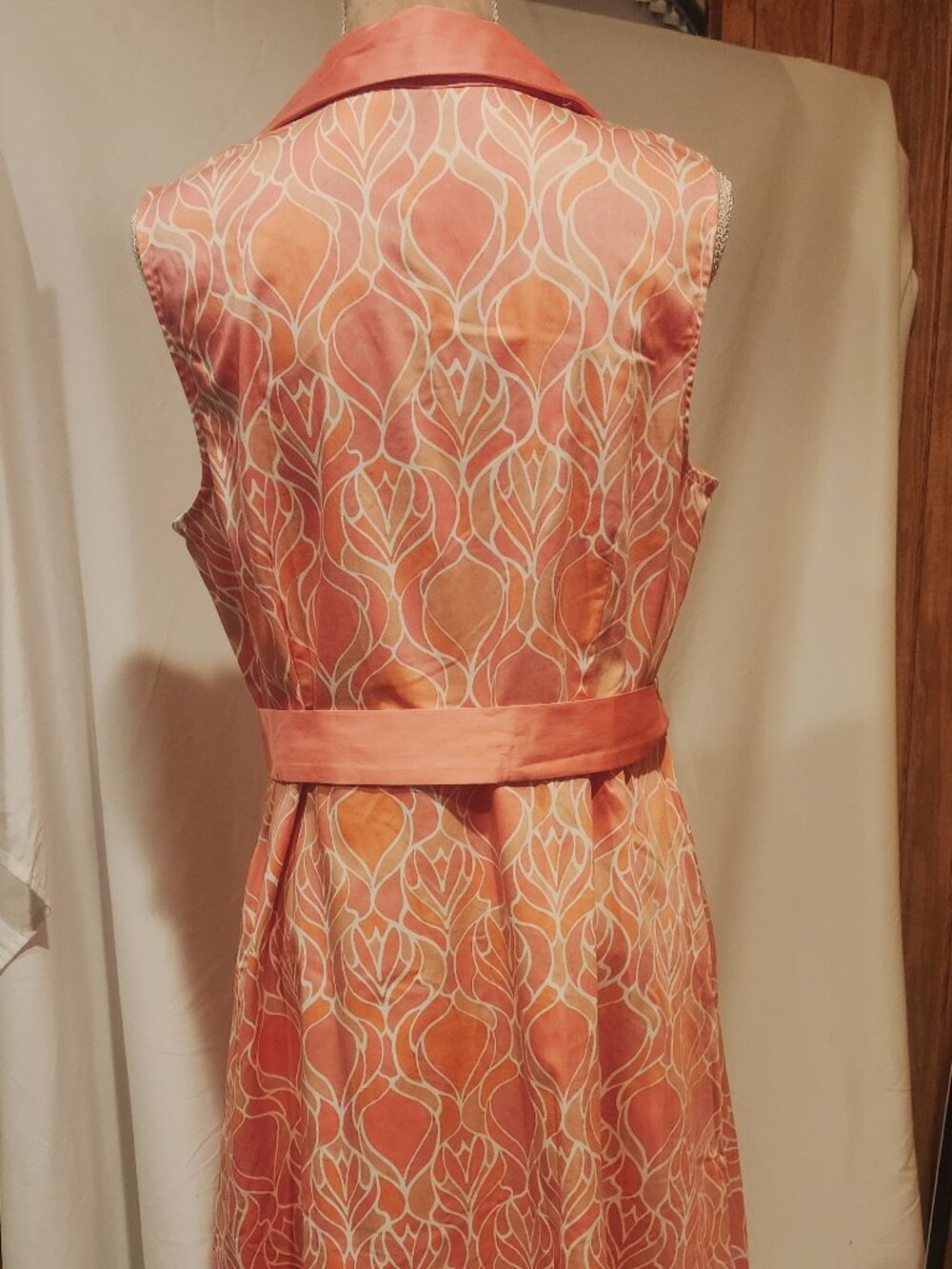 Isaac Mizarahi Pink Printed Dress with Collar & pockets Vintage Size 14 - Picture 3 of 8